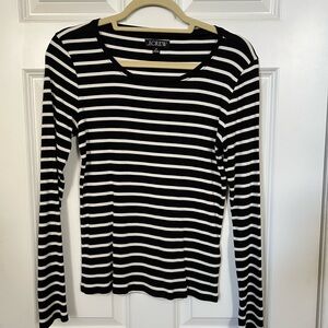J. Crew Classic Black and White Striped Long Sleeve Top